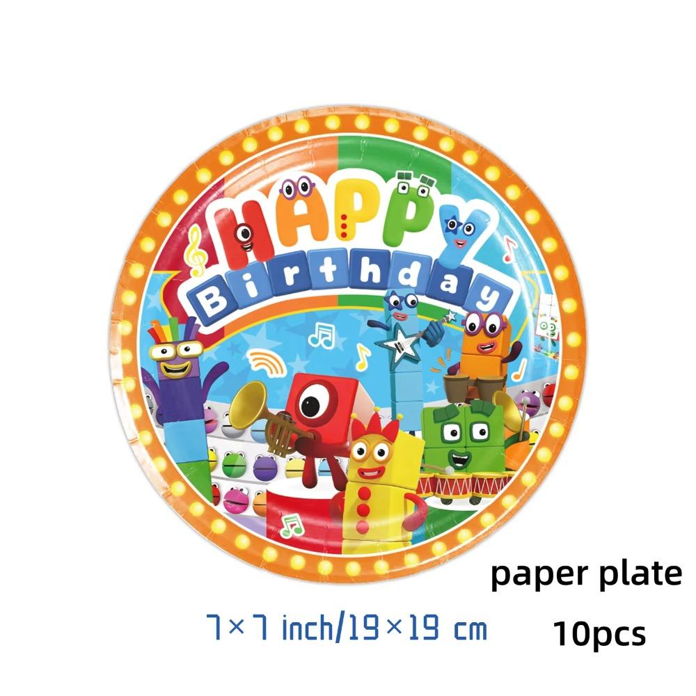 Building Block Birthday Party Decoration Number blocked Tablecloth Cup Plate Napkin Baby Shower Number Party Favors Supplies