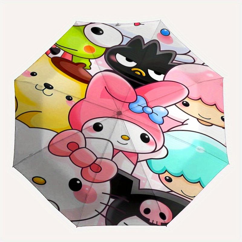 My Melody & Friends Automatic Opening and Closing Cartoon Umbrella - Small Umbrella Suitable for Various Occasions, Portable 3-Fold Small Umbrella for