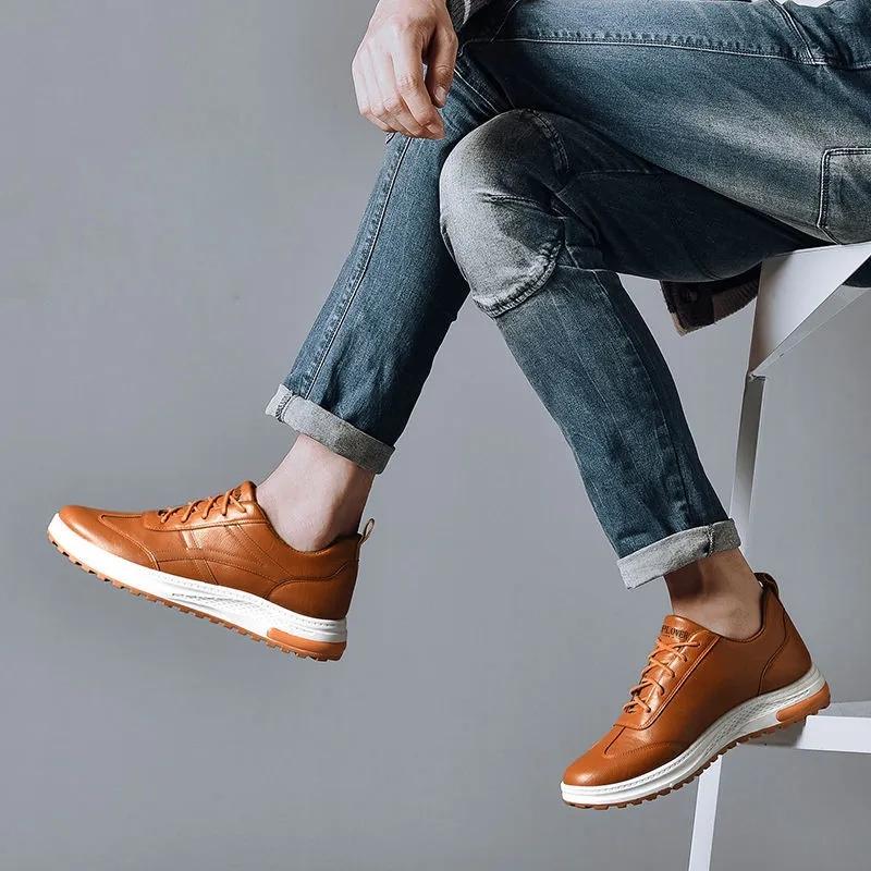 Men's Casual Lace Up Board Shoes High Quality All-match Sneakers Non-slip Wear-resistant Work Shoes Soft Sole Surface