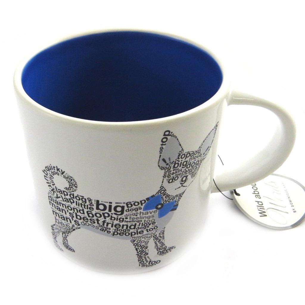 Les Trésors De Lily [M9881] - Ceramic Mug 'Wild About Words' (Chihuahua) Blue