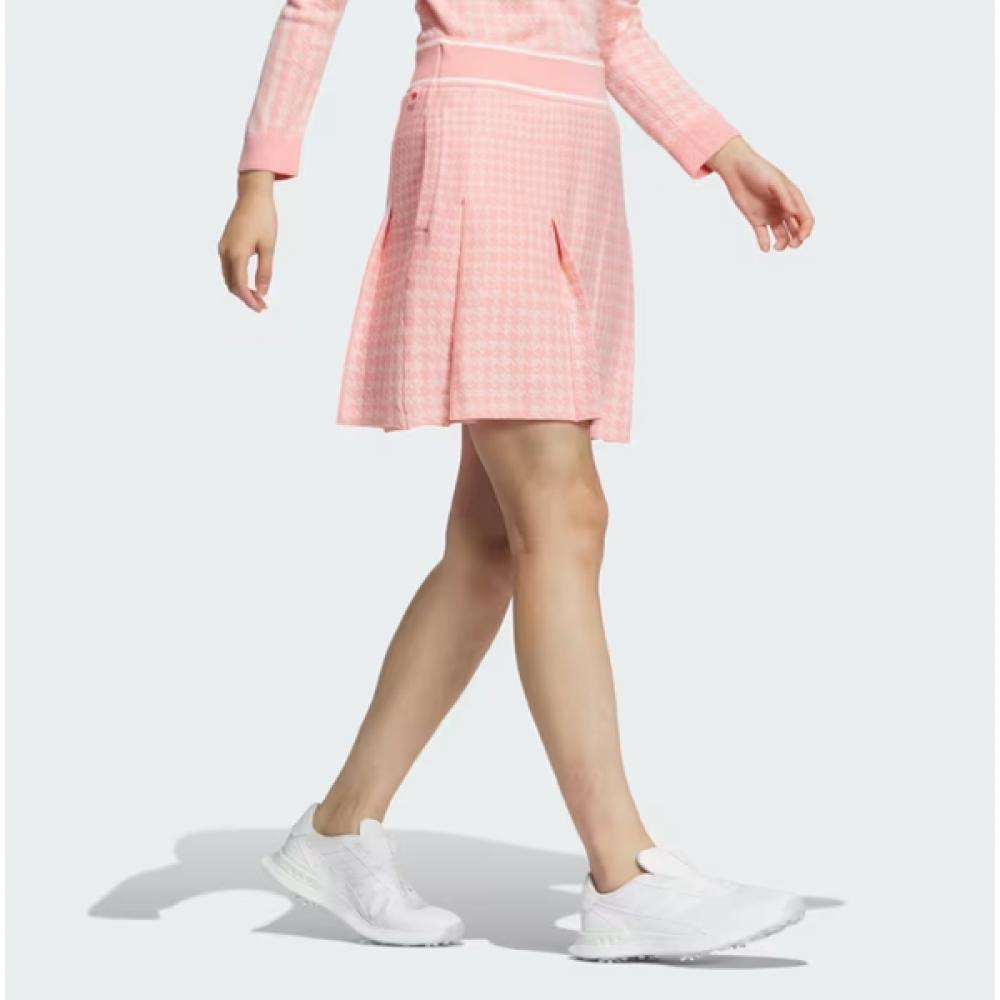 Adidas Golf 24fw Women S SeaSonal Skirt Prime Knit Pleated Skirt Im7259 Pink