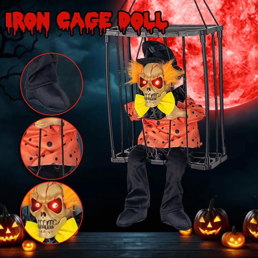 Halloween Horror Decoration: Electric Glow And Sound For Hanging Ghosts In Prison, Scary Prisoner Cages, Skeleton Hanging Ghosts