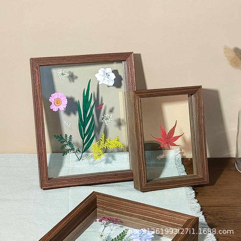 Double-Sided Transparent Glass Frame Creative Décor for Plants, Leaves, and Papercuts Versatile Picture Frame Artwork Display