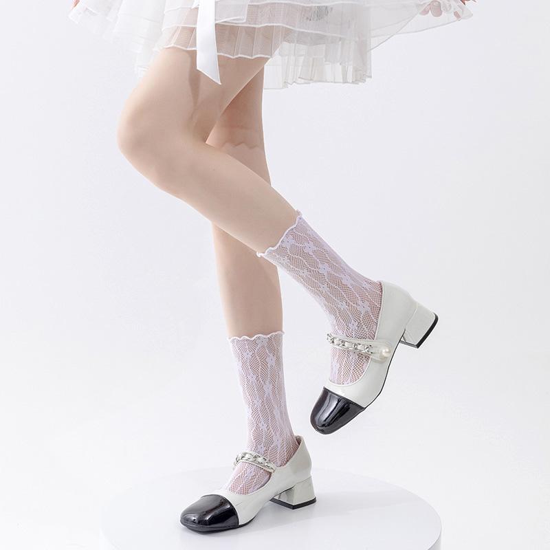 Модные носки для женщин Милые цветочные Белые Ретро кружевные Девичьи Сладкие носки Сетка Простые Женские Повседневные Сладкие Дышащие Носки Женские