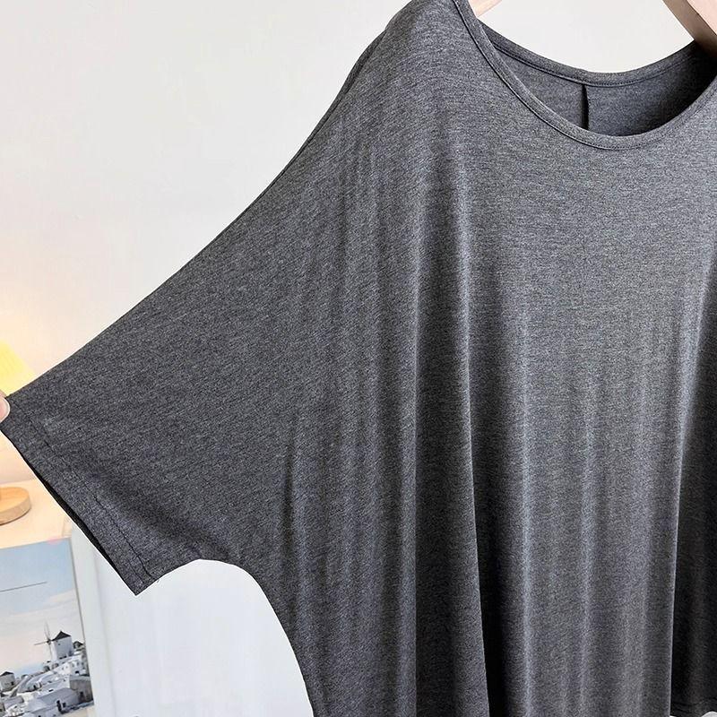 Футболка женская однотонная повседневная большого размера свободная с круглым вырезом пуловер с короткими рукавами топы