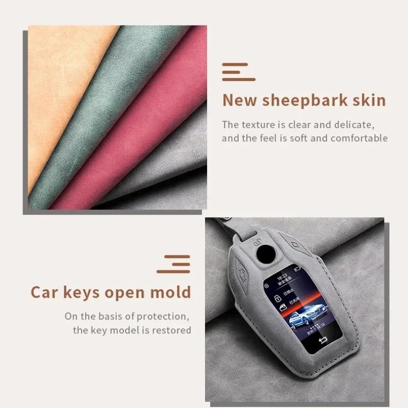 For Bmw 5 6 7 Series 530le Gt X3 X4 730li 740 G12 G30 G31 G32 I8 I12 I15 Holder Keychain Leather Car Remote Key Case Cover Shell KQ9