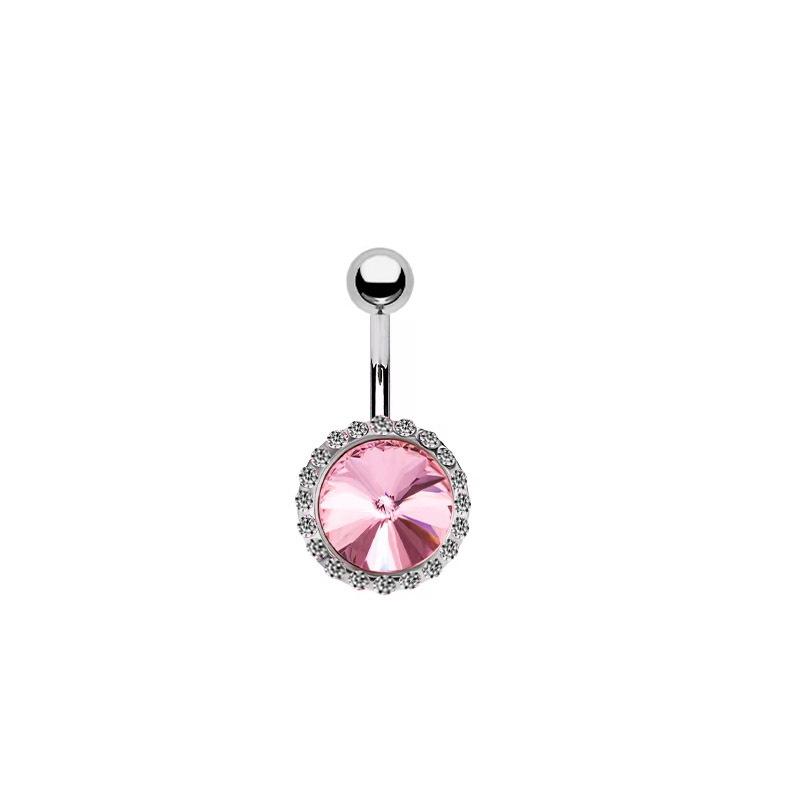 Stainless Steel Belly Button Ring Sexy Drop Dangle Body Piercing Jewelry For Women Girls Pink Zircon Navel Rings Gifts
