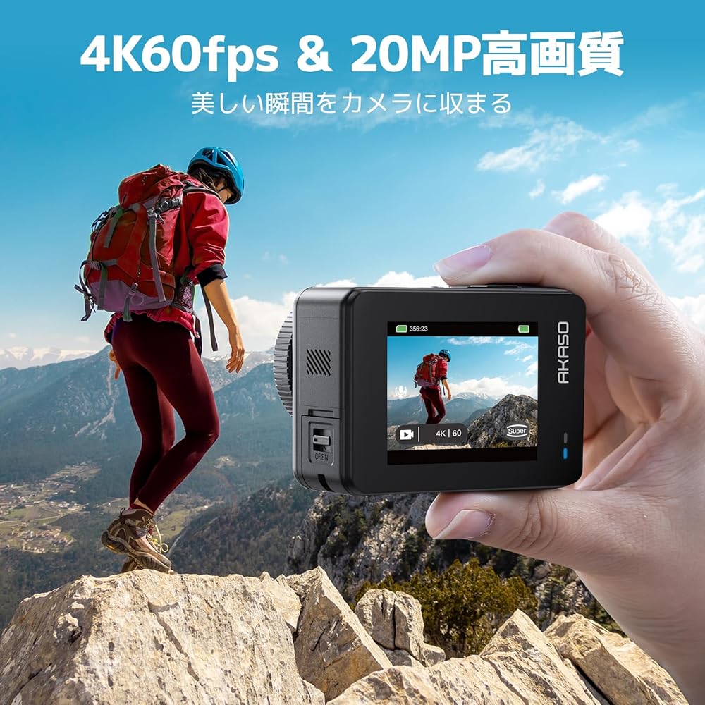Экшн-камера AKASO Brave7 4K60fps 20MP Водонепроницаемая IPX8 Подводная камера 10M 6-осевая стабилизация изображения Голосовое управление Поддержка внешнего микрофона Act