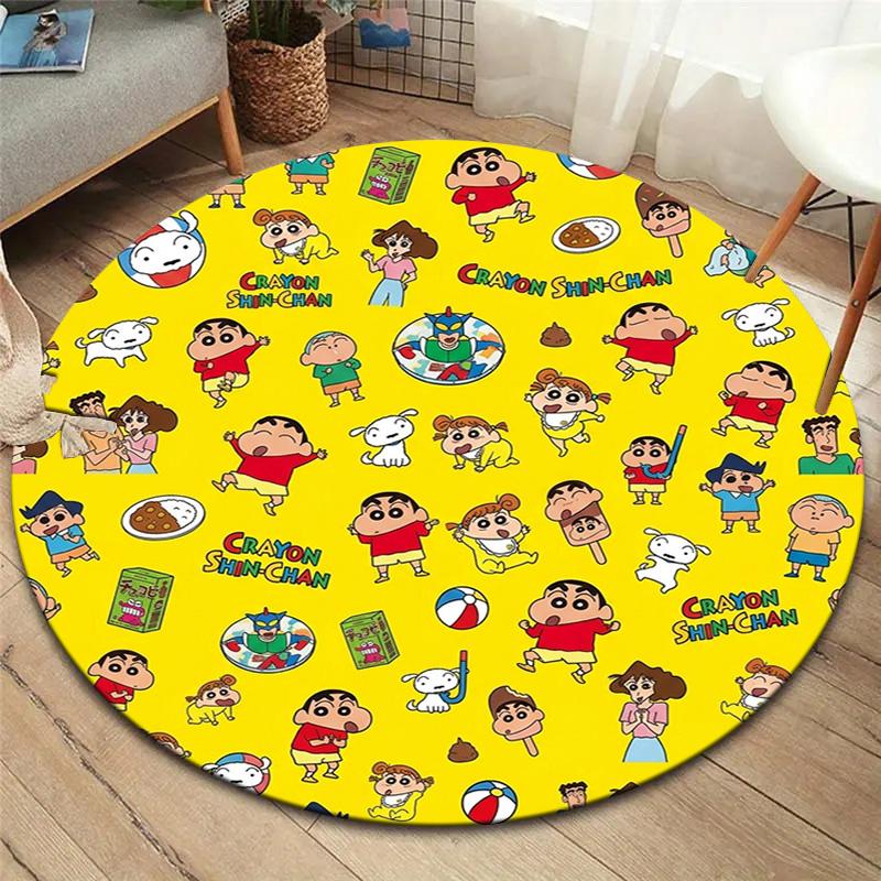Crayon Shinchan Round Area Rug Carpet Rug For Living Room Bedroom Sofa Playroom Decor Nonslip Floor Mat