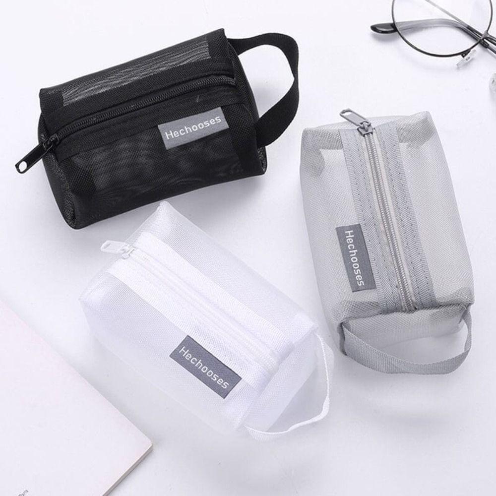 Breathable Mini Zipper Coin Purse Portable Key Bags Multipurpose Square Mesh Storage Pouch