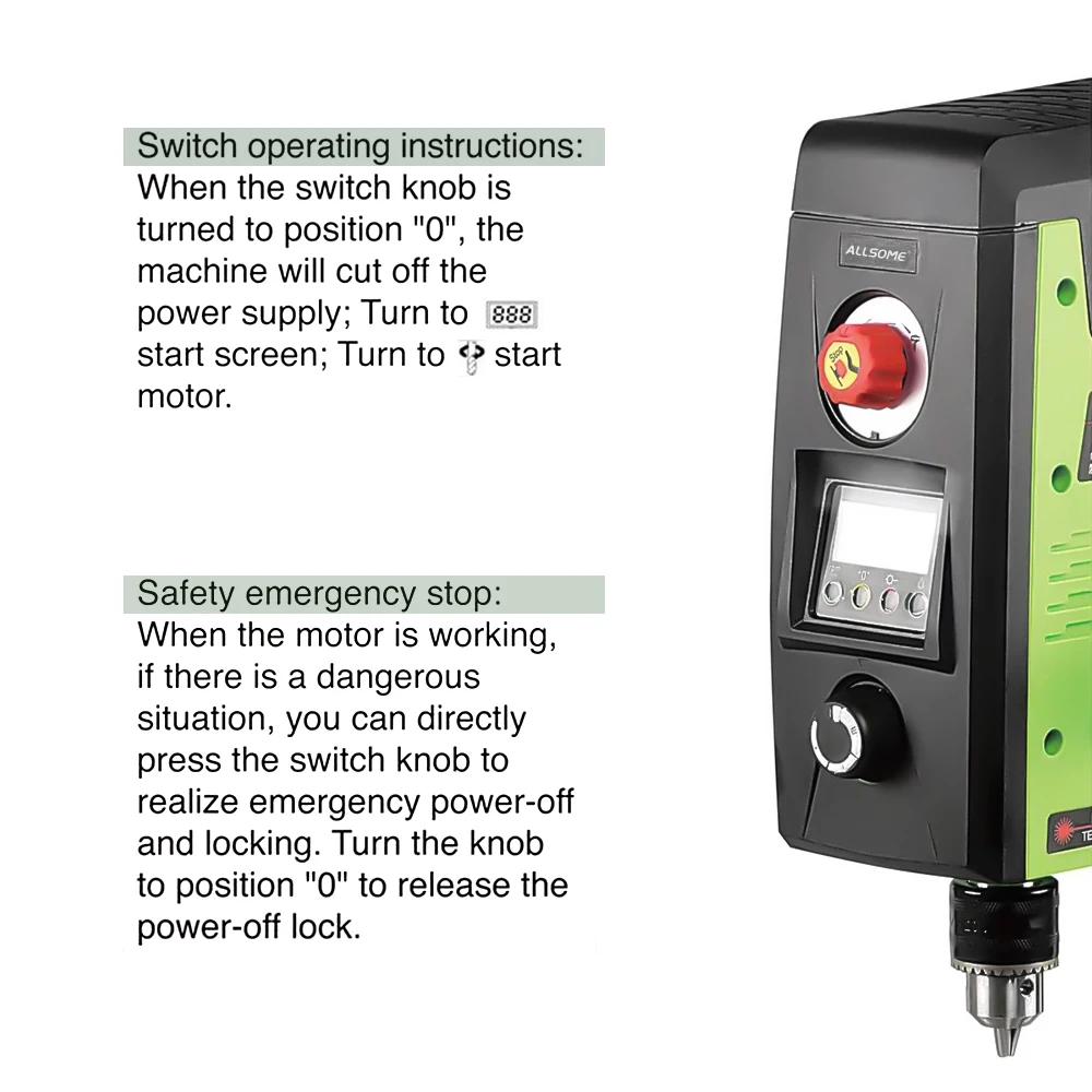 Allsome Сверлильный станок настольный сверлильный станок с лазерным выравниванием и рабочей подсветкой 1,5-13 мм BG-518801 800 Вт