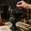 Unique Gift for Students 3D Printed Gothic Pumpkin Pen Holder, Retro European Style Relief Stationery Storage Organizer, Goblet Shape Desktop