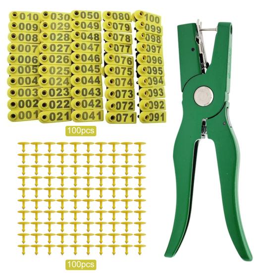 Бирки для ушей овец 001-100 Номерные бирки Бирки для сельскохозяйственных животных Аппликатор для ушных бирок для коров коз овец свиней сельскохозяйственных животных