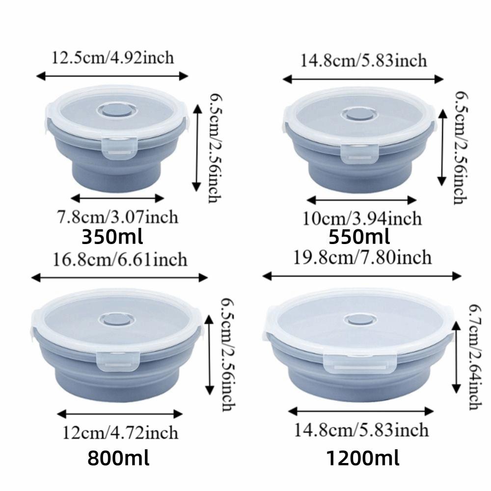 with Lids Portable Food Container Solid Colors Silicone Collapsible Bowl  Outdoor