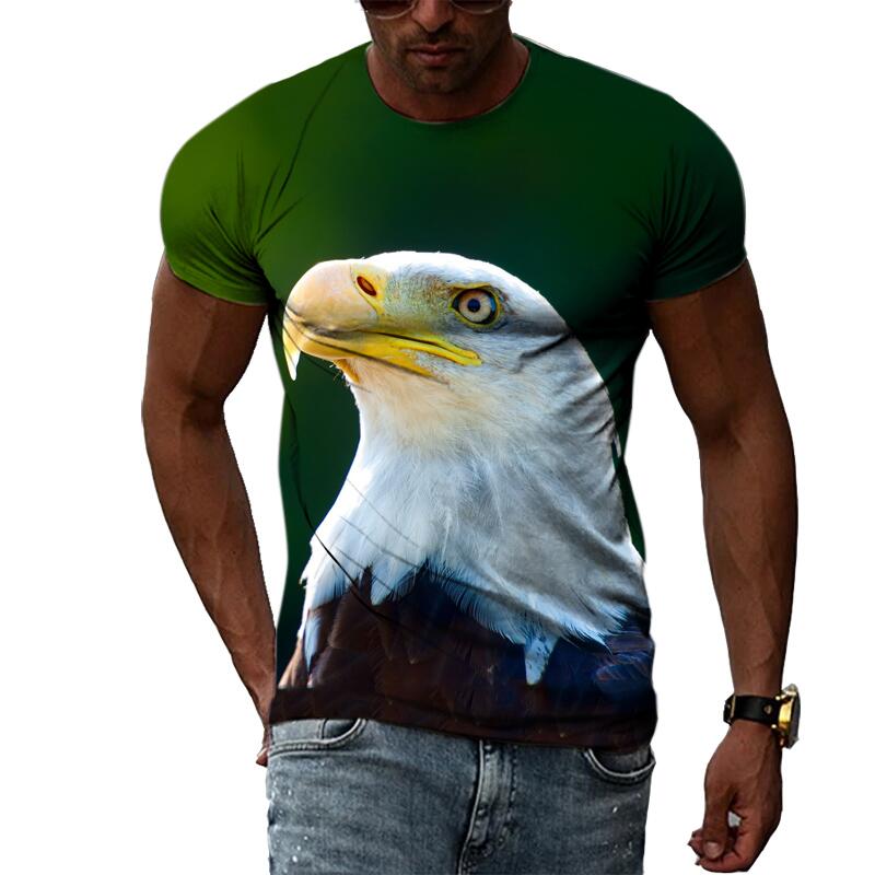 Summer Fashion Animal Birds Eagle Graphic T Shirts For Men 3D Print Hip Hop Harajuku Personality Round Neck Short Sleeve Top