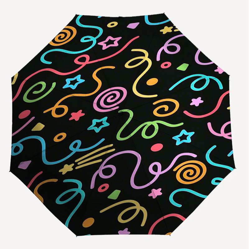 1PC Swirls Stars Umbrella-8-Rib Reinforced Portable Folding Travel Suitable for All Seasons Outdoor Daily Use-G361