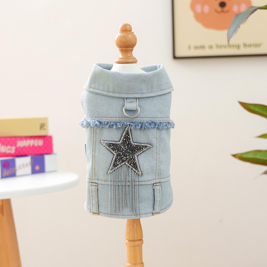 Cowboy Denim Clothing For Pet Girl Boy Fashion New Harness Vest Outfit Coat Jacket For Dog Puppy Small Animal Dachshund Pugs Cat
