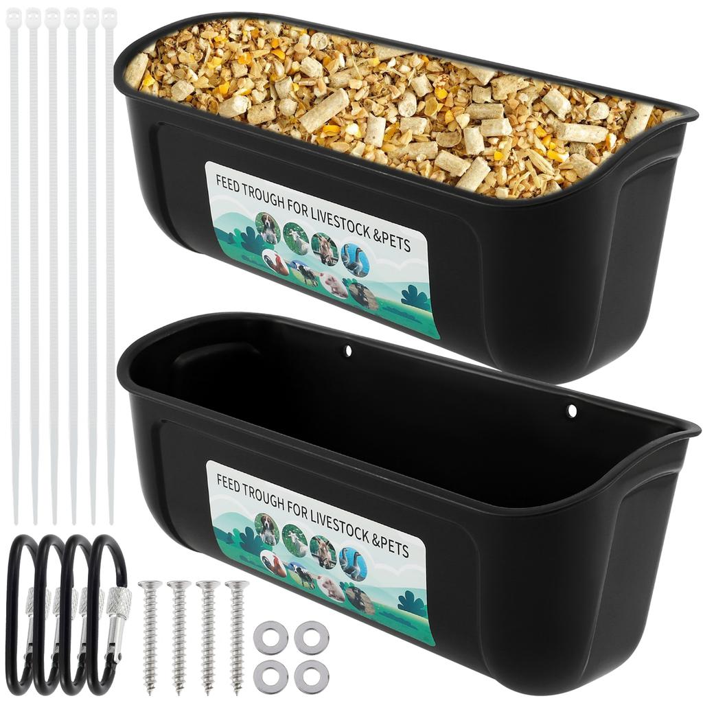 2Pcs Hanging Fence Feeder Chicken Goat Feeder Large Capacity Spill-proof Chicken Duck Goose Feed Trough for Automatic Feeding