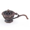 Lotus Flower Incense Burner With Handle Retro Copper Lotus Hollow Out Incense Stick Burner Brass Small Metal Craft Home Decor