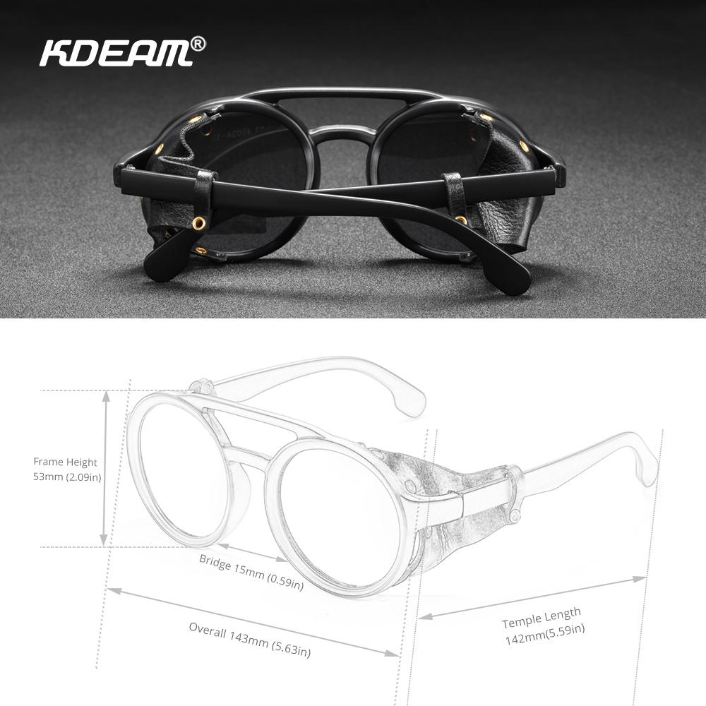 Kdeam Винтажные круглые солнцезащитные очки для мужчин и женщин с кожаным щитком, солнцезащитные очки с двойным мостиком, оттенок Kd179 - Солнцезащитные очки
