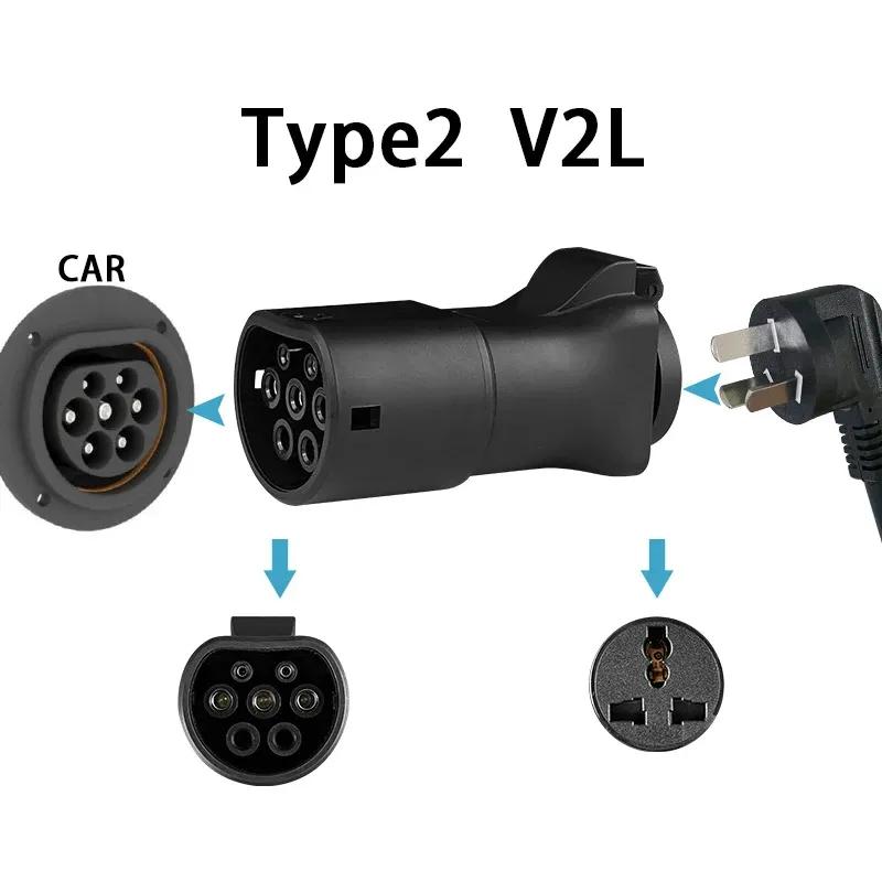 Type2 V2L Адаптер для разрядки автомобиля Подходит для Geely EX5 Jaecoo7 Ebro Omoda 9 ZEEKR MG4 MG5 BYD DOLPHIN Seal SEALION EV