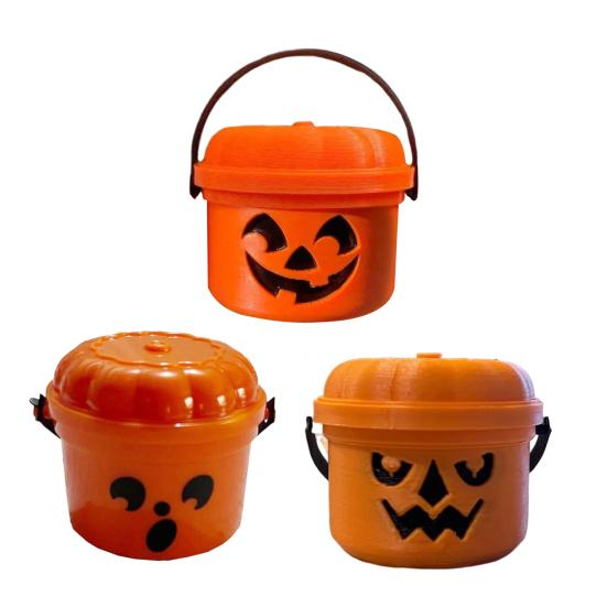 Ведро для тыквы на Хэллоуин Миниатюрный дизайн Тыква Оранжевое ведро Мини-контейнеры для хранения Праздничное украшение на Хэллоуин