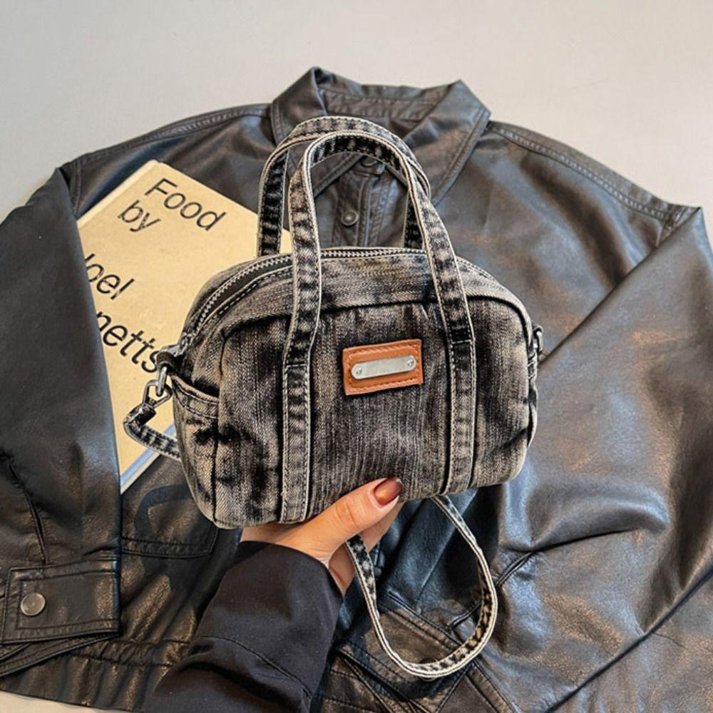 Винтажная сумка в уличном стиле Y2K Однотонная сумка кроссбоди Портативная джинсовая парусиновая сумка Девушка