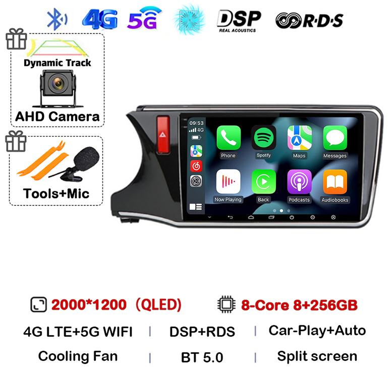Android 14 Carplay Auto For Honda CITY 2014 2015 2016 2017 2018 2019 Car Radio Multimedia Stereo Player Navigation GPS 4G+WIFI