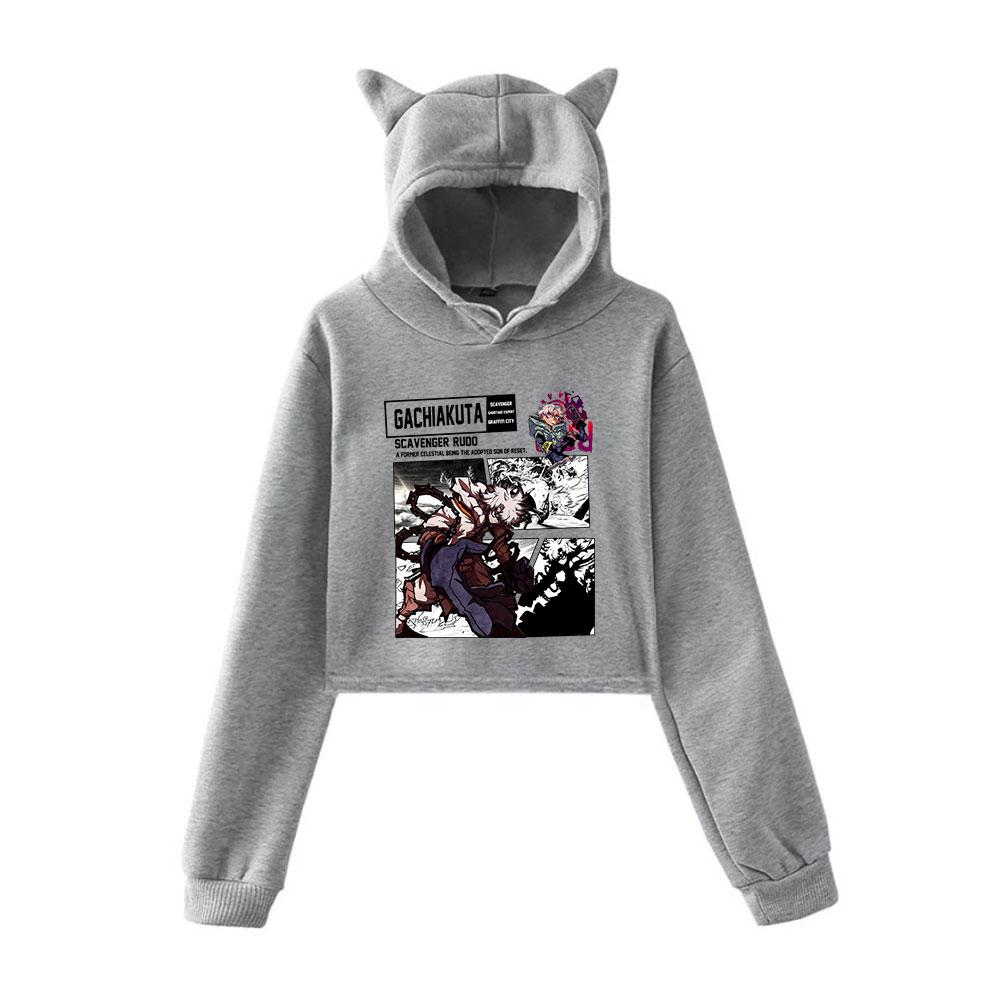 Новый пуловер Gachiakuta, повседневные укороченные худи с кошкой для девочек, женские толстовки с длинным рукавом, кроп-топ, женская толстовка, сексуальные топы