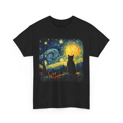 Кот Звездная ночь Ван Гог Кот Для любителя кошек Кошачья мама Кошачий папа Футболка Унисекс Футболка