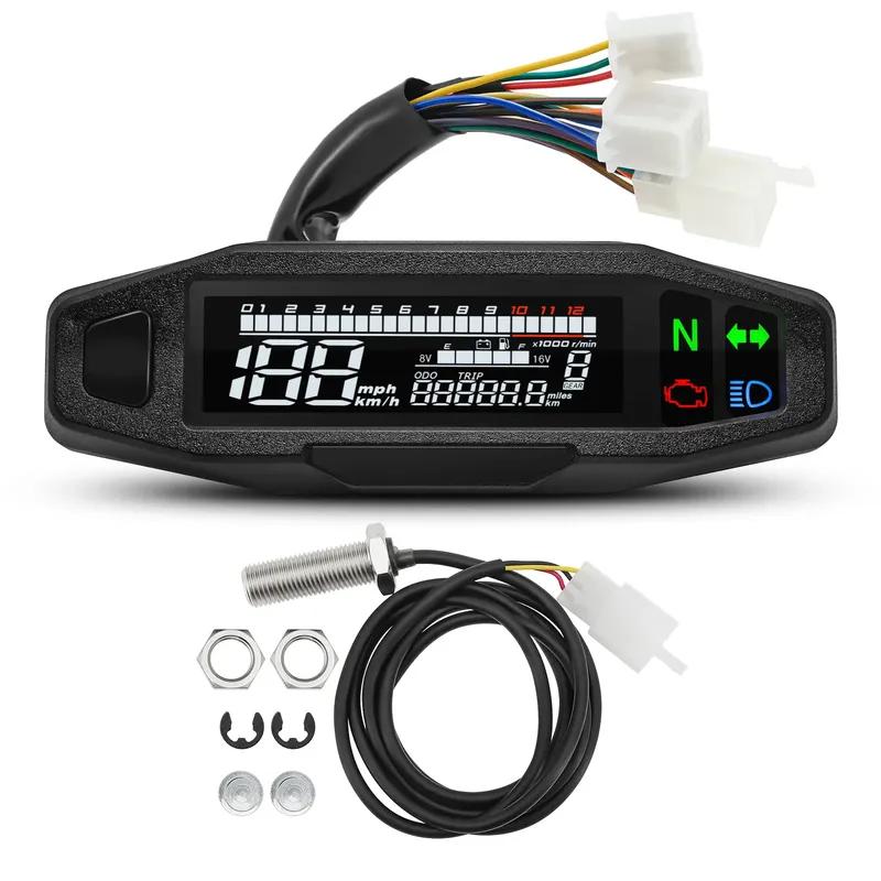 Universal Digital Meters Instrument New Motorcycle Speedometer Oil Gauge Tachometer Cluster Turn Signal Light Indicator