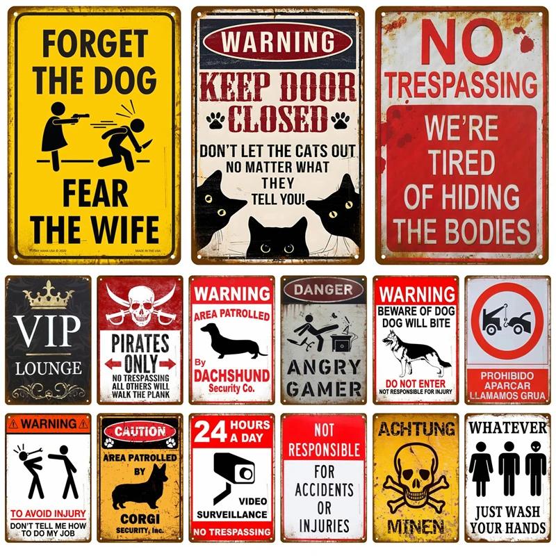 Retro Caution Metal Sign for Bar Pub Garage Vintage Russian Warning Decor for Home Walls