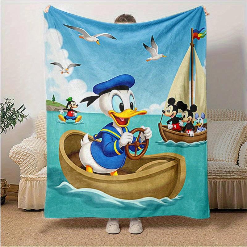 1 шт., Плед-приключение с Дональдом Даком и друзьями от Disney - Сезонный Универсальный, Декор для дома, Мягкий фланелевый плед - Универсальный и Уютный для