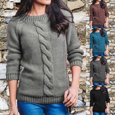 Женский модный свитер с круглым вырезом и длинными рукавами, с вязаными деталями из пеньковой веревки, роскошный, свободного кроя, стройнящий и универсальный топ