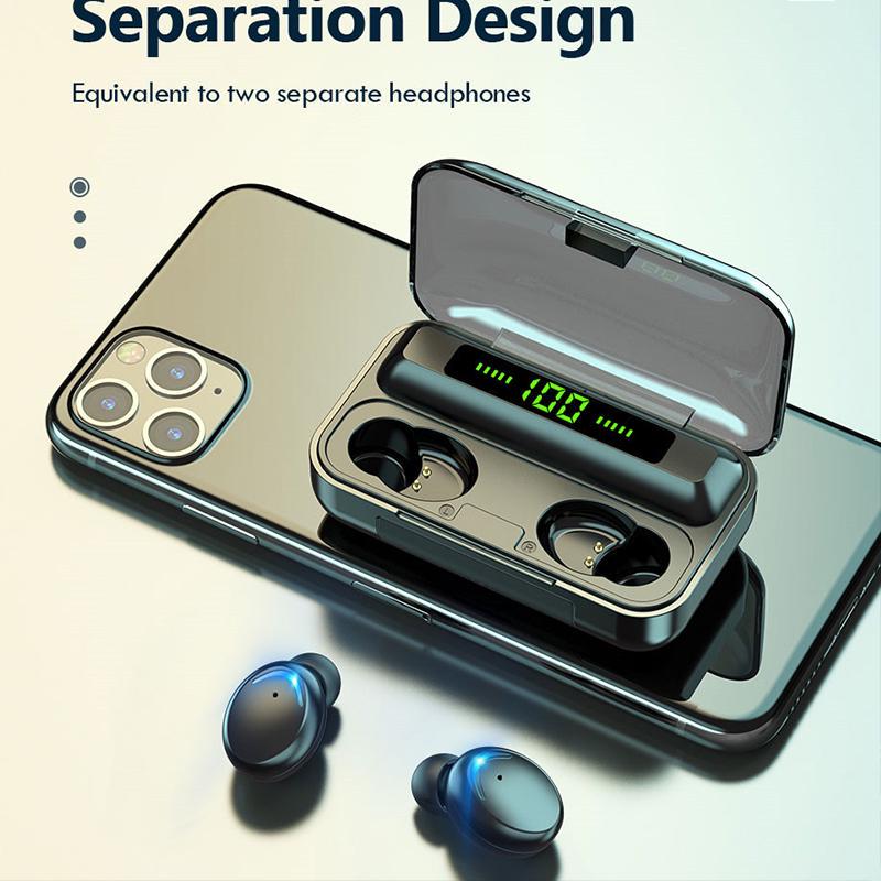 Tws Bluetooth-гарнитура Беспроводные стереонаушники с шумоподавлением и водонепроницаемыми стереонаушниками с аккумулятором 3500 мАч