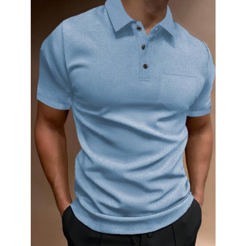 Men S Short Sleeve Polo Shirt Button Pocket Loose Summer Top