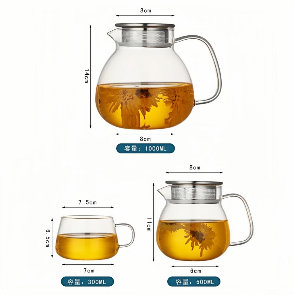 OULOVECO Teapot & Mugs (2 or 4-Piece Set), Heat-Resistant Glass with Strainer, Dishwasher Safe, Stylish, Simple, Nordic Gift, Pitcher, Water Jug,