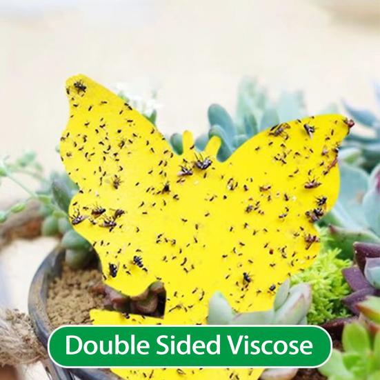 5 шт., ловушка для мух, липкая двусторонняя сильная липкость, желтая ловушка для мух в форме бабочки, бумажная липкая доска для тли и сада