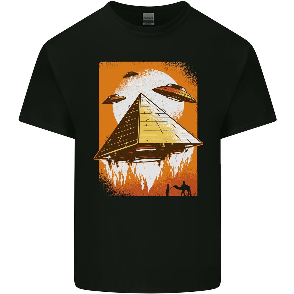 UFO Pyramid Alien Flying Saucer Mens Light Cotton T-Shirt
