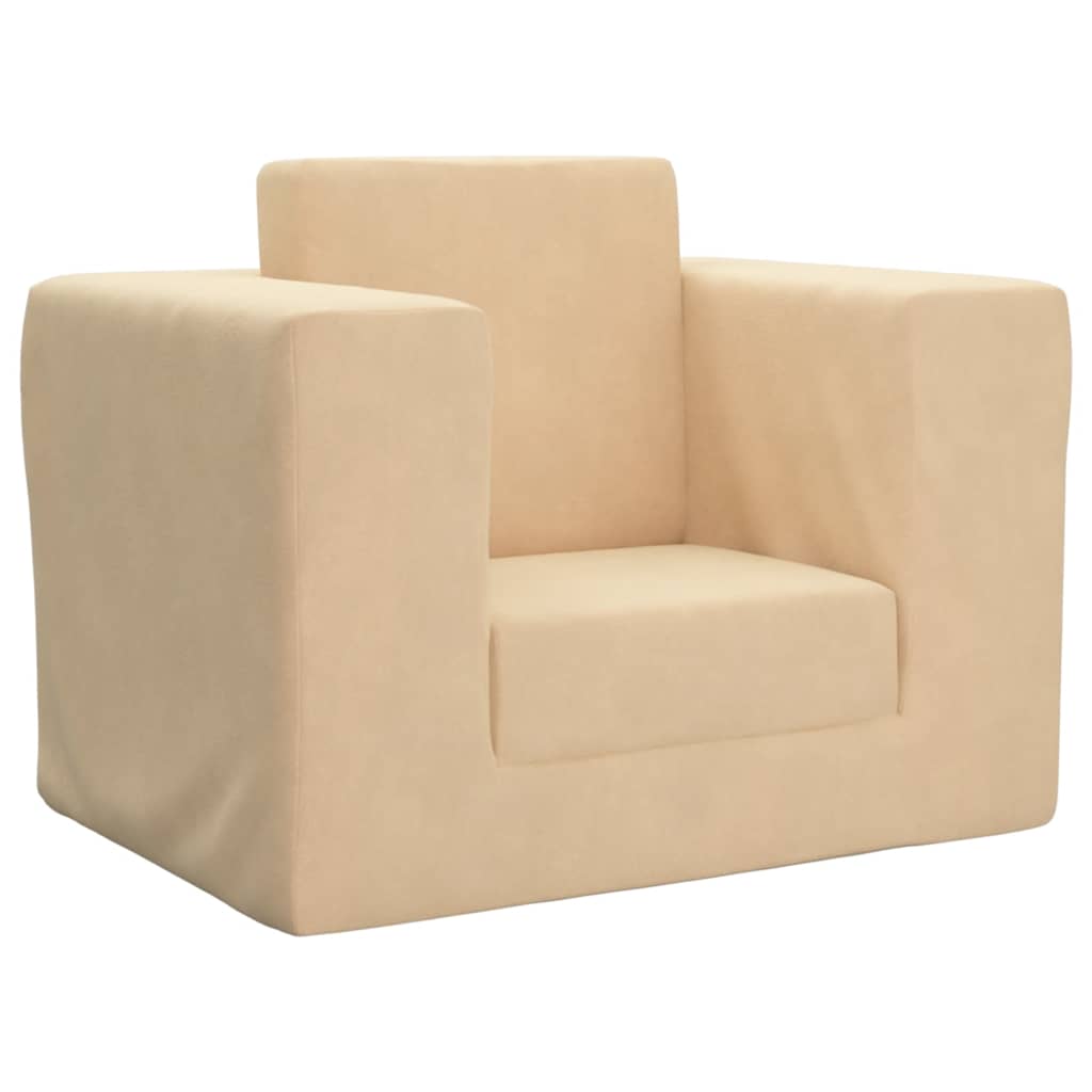 Kids Sofa Bed Cream Soft Plush