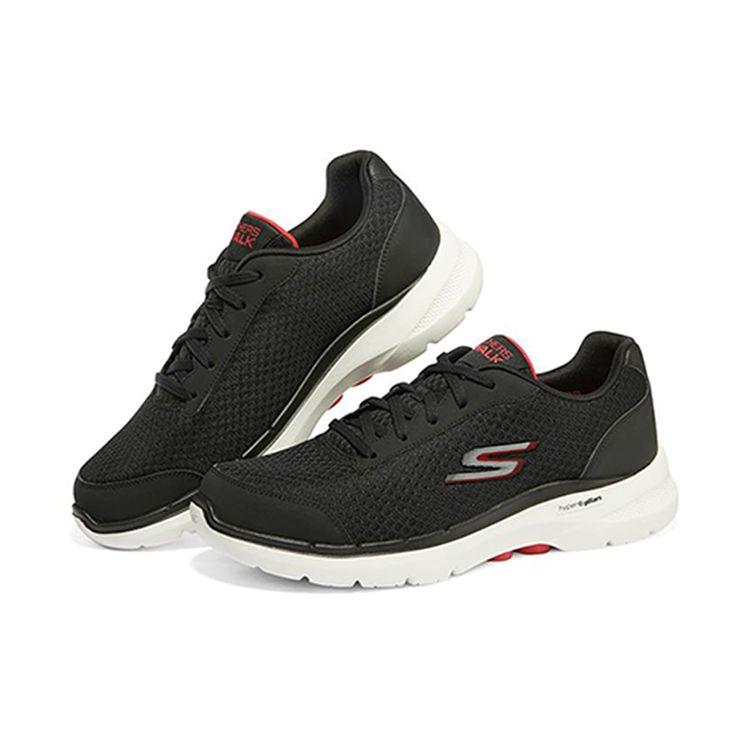 Skechers Go Walk 6 Сетчатая ткань Кожа Удобные Спортивные Амортизирующие Износостойкие Дышащие Низкие Повседневные Кроссовки Мужские 216268-BLK