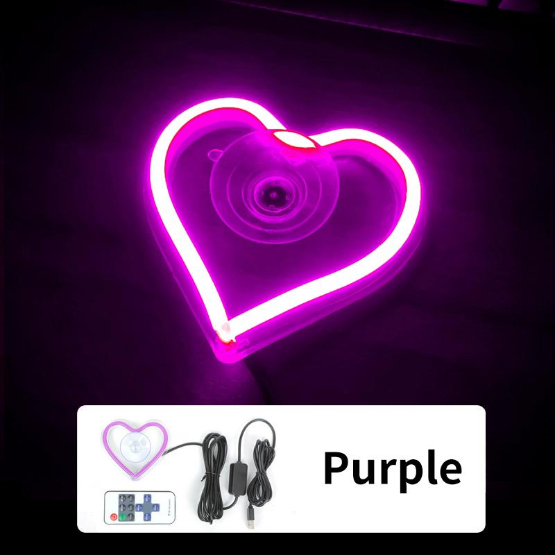 Car LED Window Lights Interior Decoration Lights Glowing Heart Atmosphere Lights USB Wiring Car Modification Neon Car Decoration