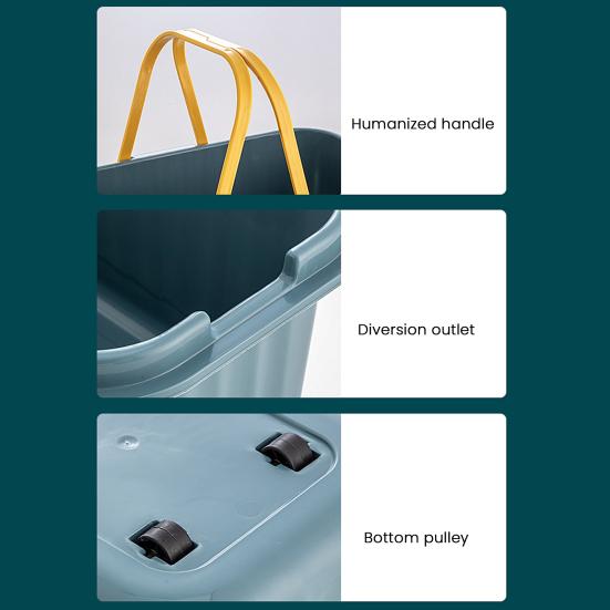 Ведро для швабры прямоугольной формы из утолщенного полипропиленового материала с удобной ручкой для переноски, многоцелевое ведро для хранения