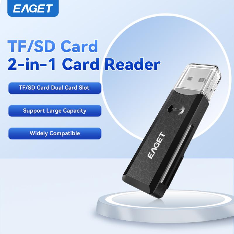 EAGET CR01-1 High-Speed Aluminum Alloy Card Reader USB Interface Memory Card Reader with Support for TF Card