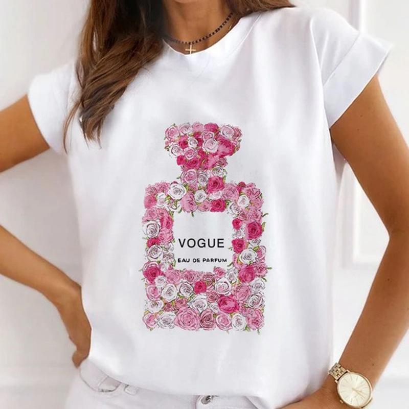 Summer Plus Size Women's Top with Letter Print Retro Pure Cotton Short Sleeved T-Shirts Women’s