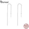 BAMOER Genuine 925 Sterling Silver Simple Line Drop Earrings for Women Elegant Classical Earring