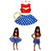 Stretch Cotton Wonder Woman Dress With Bow Accent For Toddlers