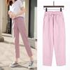Womens Spring Pants Cotton Linen Solid Elastic Waist Candy Colors Harem Trousers Casual Female Pants