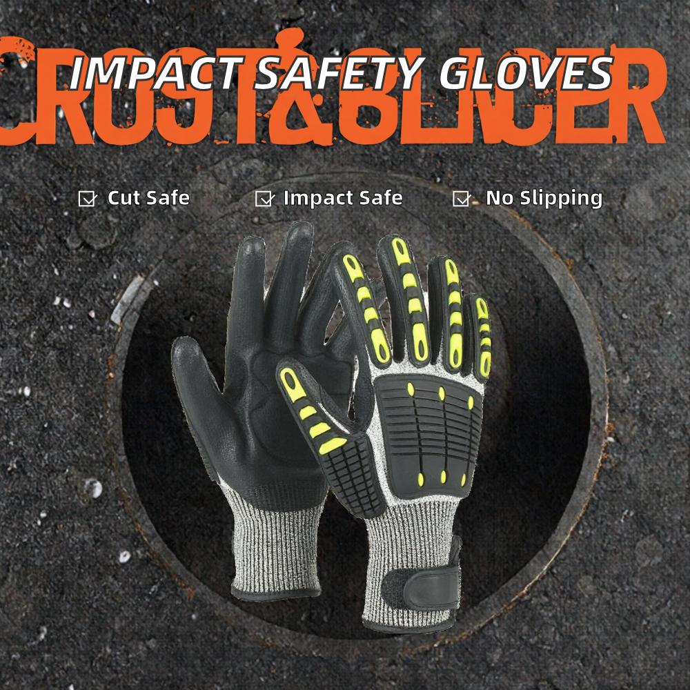 High Quality Anti Slip Anti-cut Sandy Nitrile Coated Textured Full Palm Anti-Impact Cut Resistant Gloves Level 5