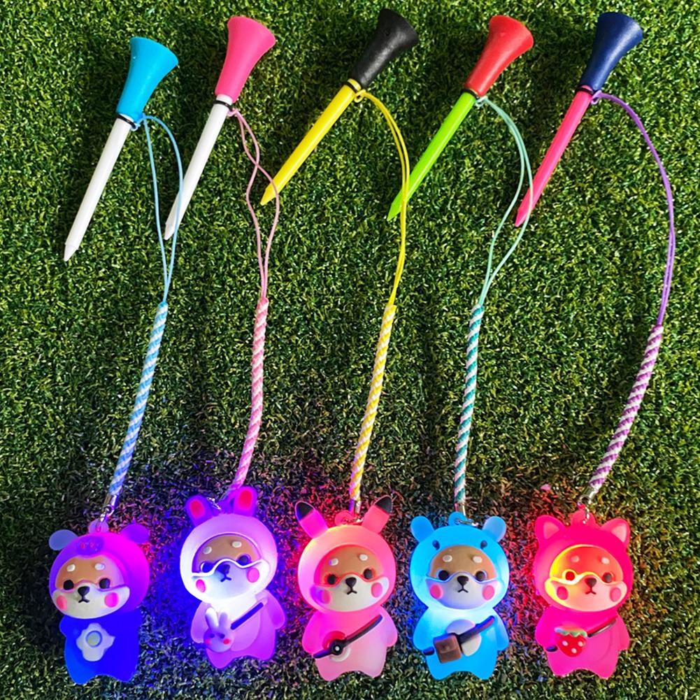 1PC Golf Tees with Glowing Light Random Color, Cute Cartoon Doll Design Golf Ball Holder, Prevent Loss for Golf Training